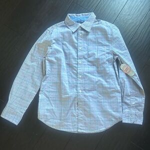 NWT Wonder Nation Boy's Woven Grid Design Button Down Dress Shirt Size 10/12